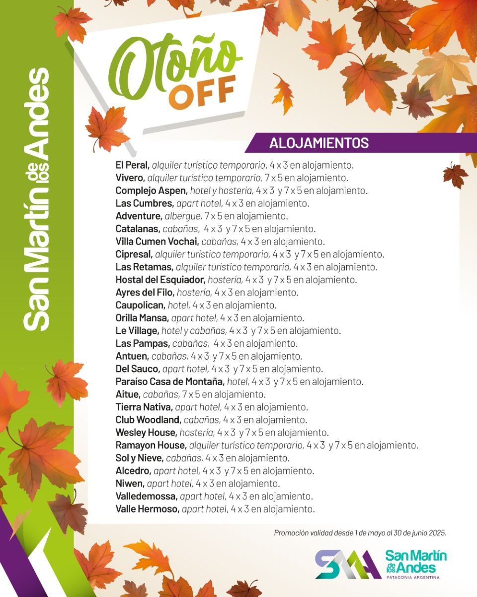 San Martín de los Andes lanza  descuentos especiales para disfrutar del otoño en la Patagonia