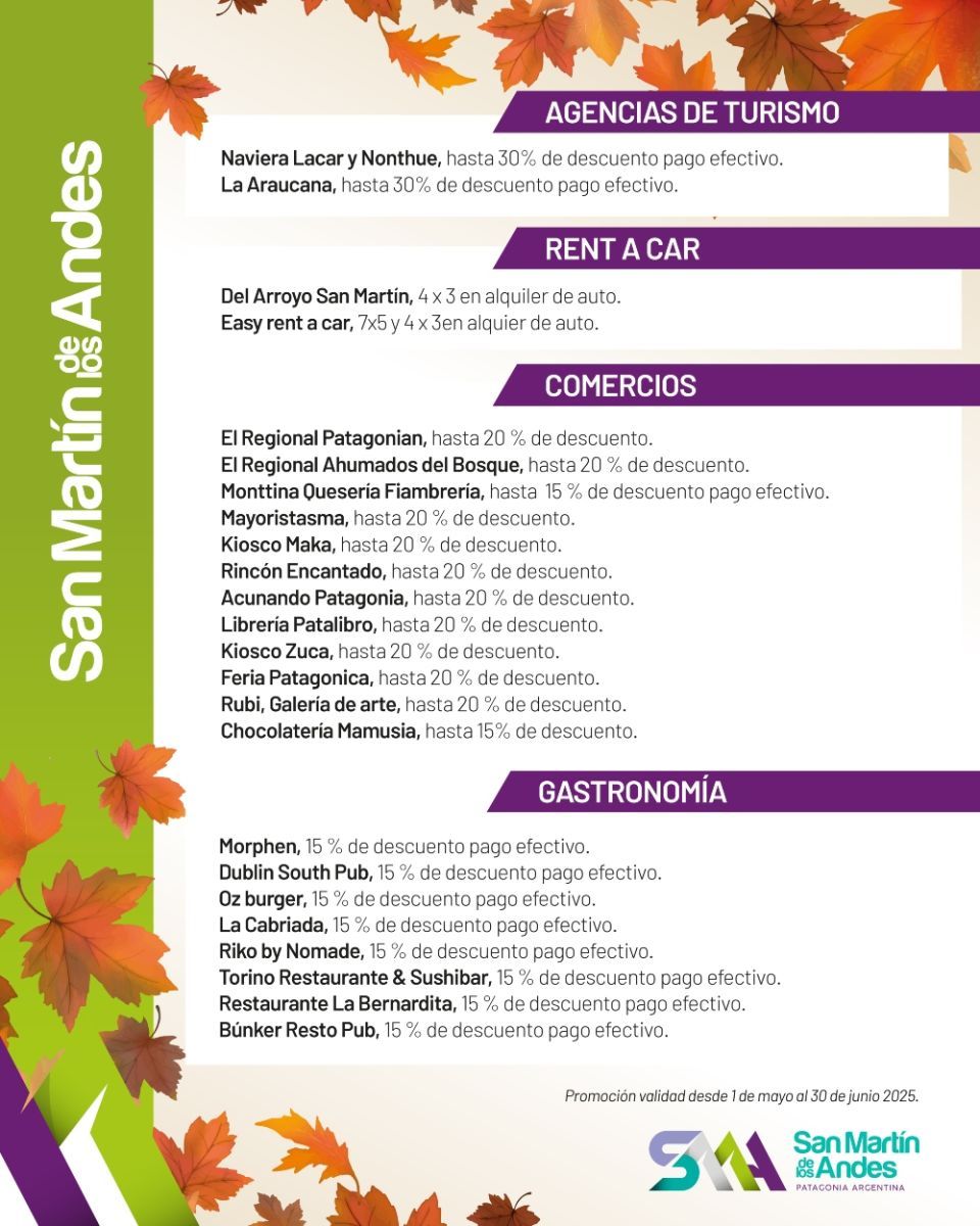 San Martín de los Andes lanza  descuentos especiales para disfrutar del otoño en la Patagonia